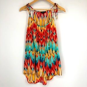 GLAM Tie Strap Vibrant Print Tank Tunic